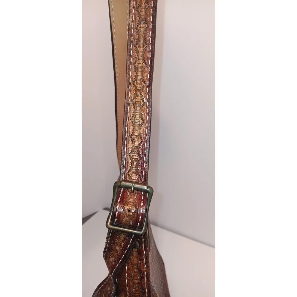 Vintage purse Leather Hand Tooled Handbag El Rincon Mexico Artesanal Boho Retro
